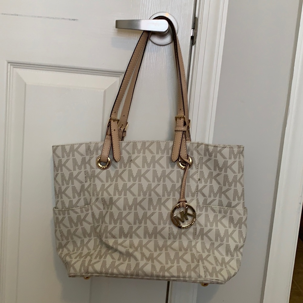 Michael Kors cream and tan bag